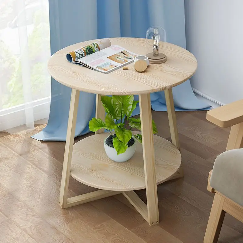 Nordic Minimalist Style Double Layered Small Round Table Creative Small Coffee Table Corner Table Sofa Side Table Coffee Table