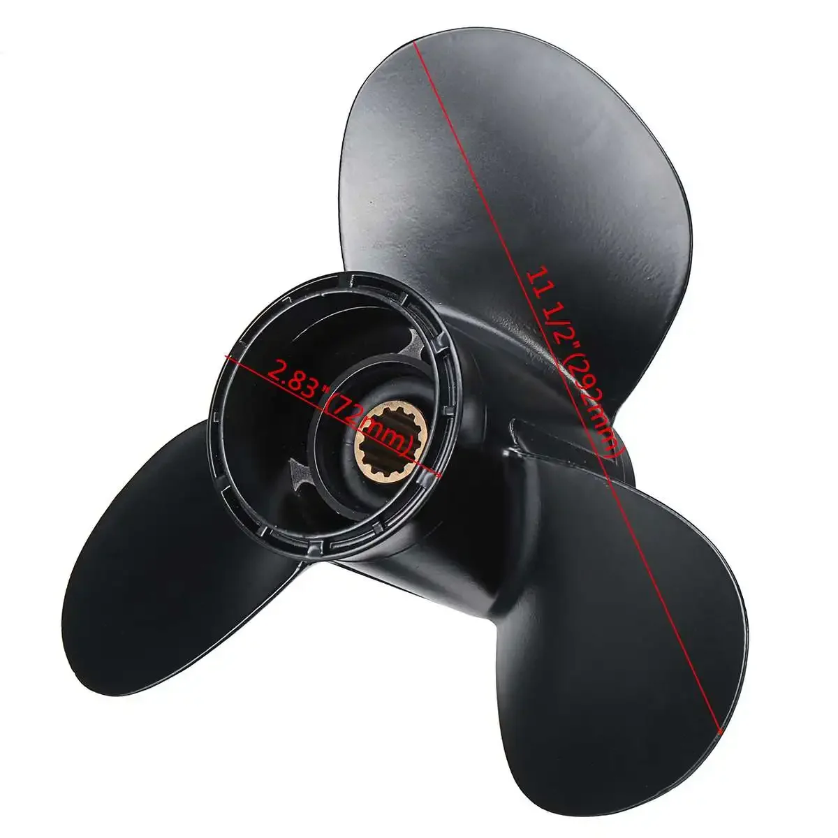 

58100-95212-019 Boat Outboard Propeller For Suzuki 35-65HP 11 1/2 x 10 Marine Propeller 13 Spline Tooth Aluminum Alloy Black