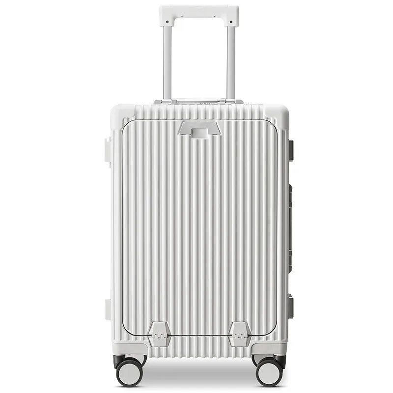 20/24 Inch Reizen Koffer Op Wielen Tsa Aluminium Frame Voorste Opening Rollende Bagage Geval Usb Midden Size Bagage Met Wielen