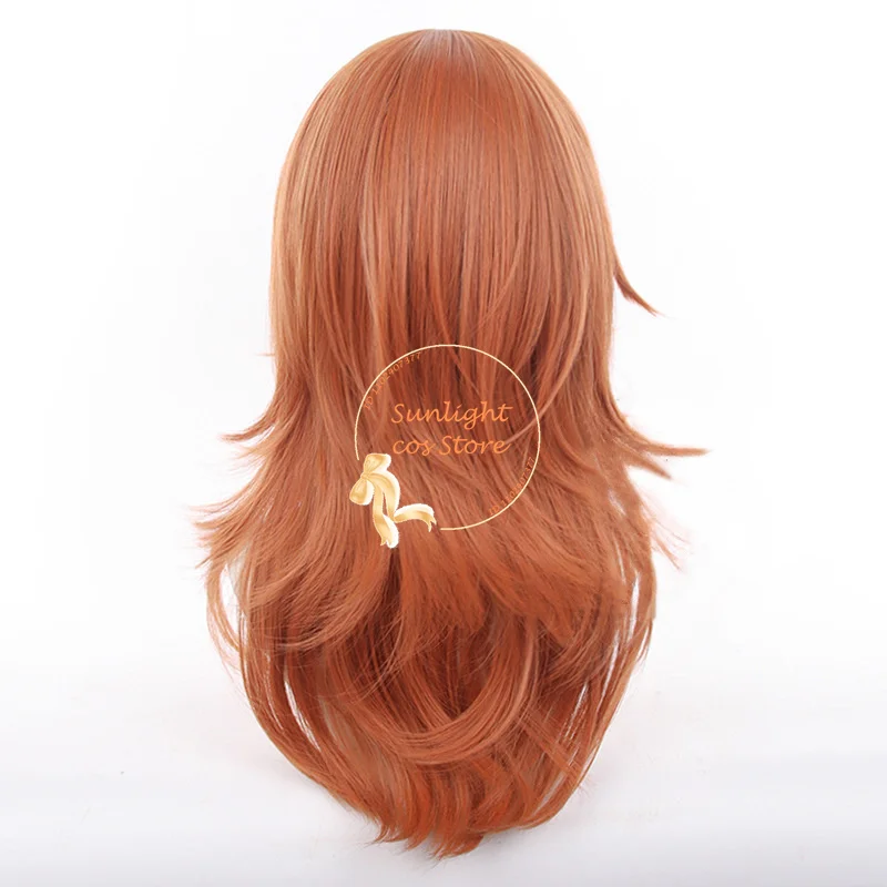 Angel Devil Cosplay Wig Long Orange Brown Curly Women Anime Cosplay Wig Heat Resistant Synthetic Hair Halloween Wigs + Wig Cap