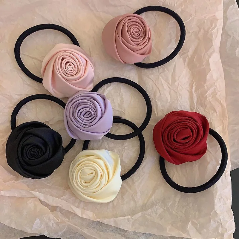 

Satin rose hair band temperament side braided hair rope temperament personality retro high-end headband headdress
