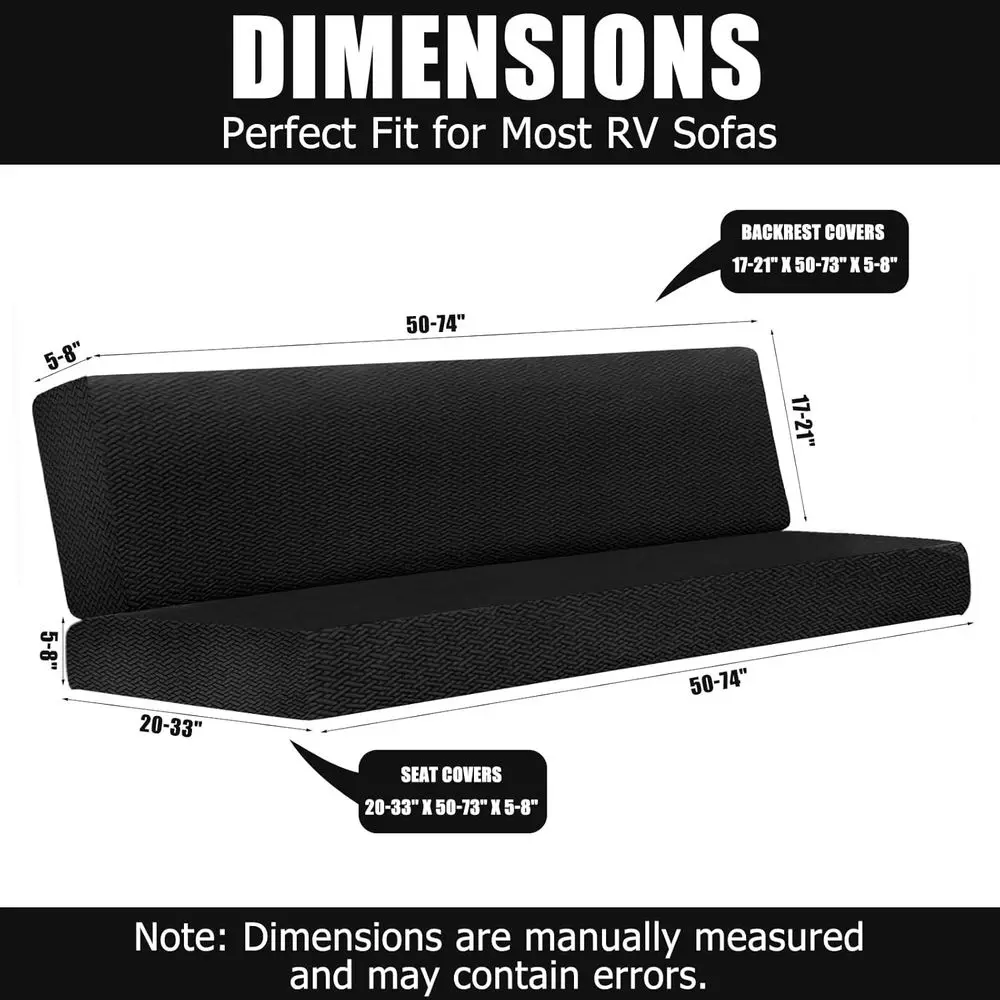 2 Piece RV Couch Covers for Sofa Bed, Stretch Elastic Camper Slipcover for RV Jackknife Sofa Bed, Washable Anti-Slip Furniture P