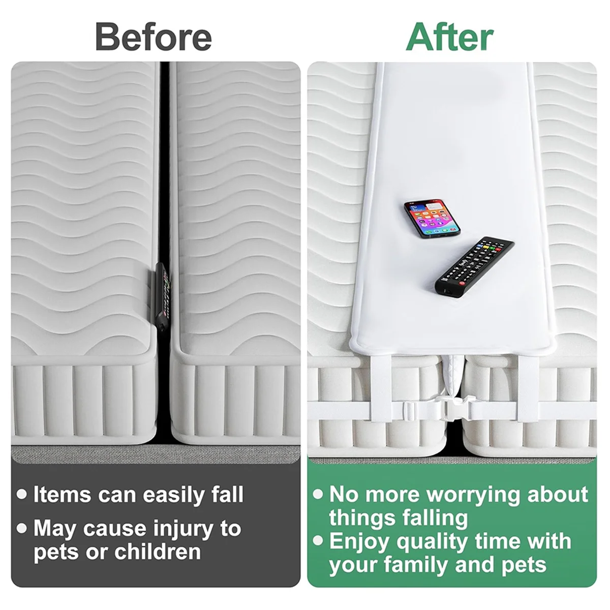 Y31A Kit conversor duplo de ponte de cama extra larga de 10 polegadas, enchimento dividido para cama ajustável - enchimento de conector de colchão para cama