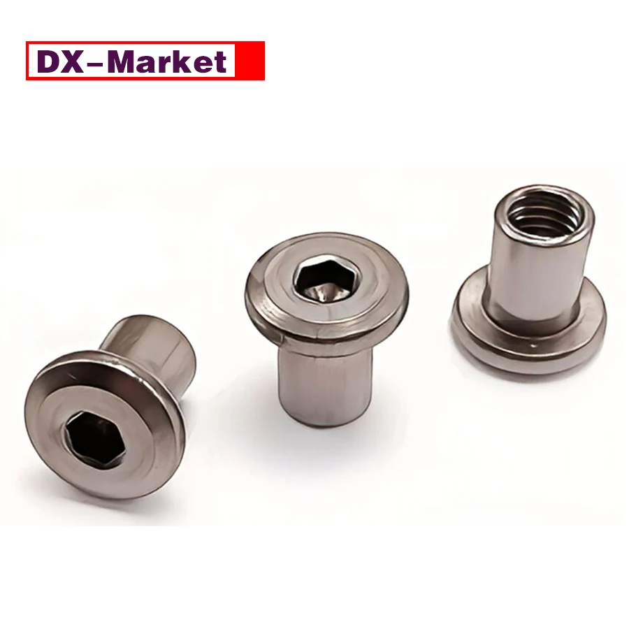 

M6 Hex Socket Rivet Nut 8mm-120mm , 304 Stainless Steel Flat Head Furniture Screw Female End , B020