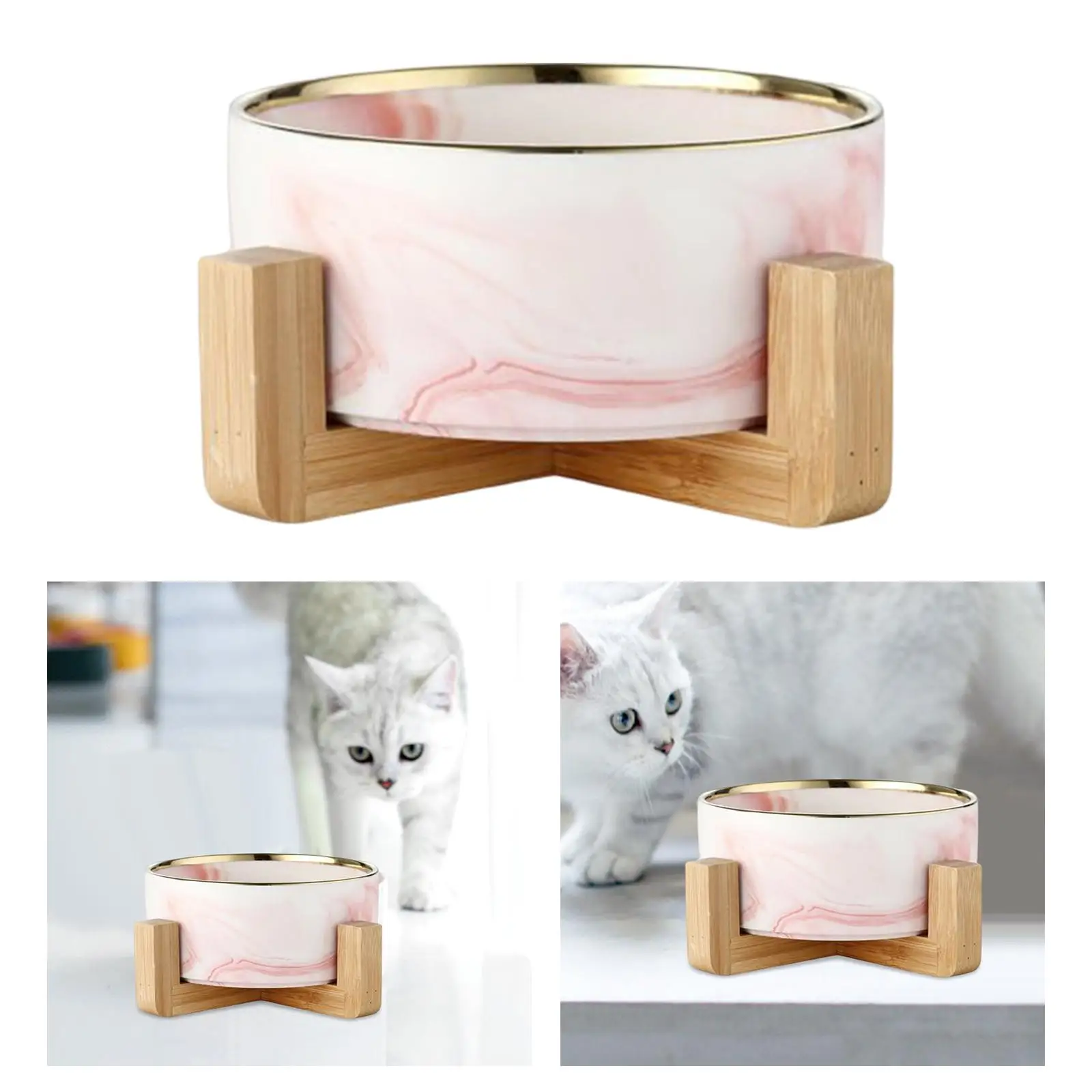 Ceramic Ceramic Cat Bowl Dog Bowl Food Water Bowls Feeding Elevated Feeder Puppy Bowls Pet Supplies Single Bowl / Double Bowl