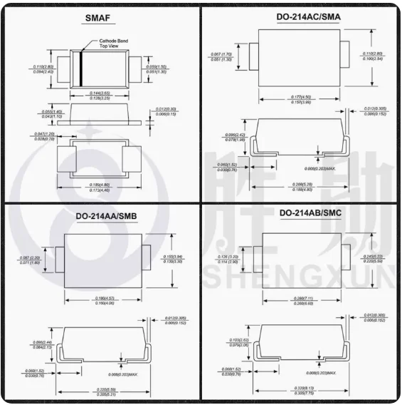 2000PCS Schottky Diodes SS110 SS115 SS120 SS210 SS215 SS220 SS310 SS315 SS320 SS510 SS515 SS520 100V-200V 1A 2A 3A SMA SMAF SMB