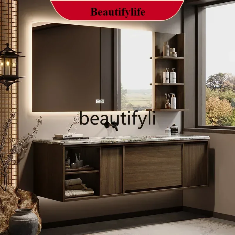 

A185 New Arrivals Medieval style bathroom cabinet combination luxury stone under the counter ceramic basin washing table wash