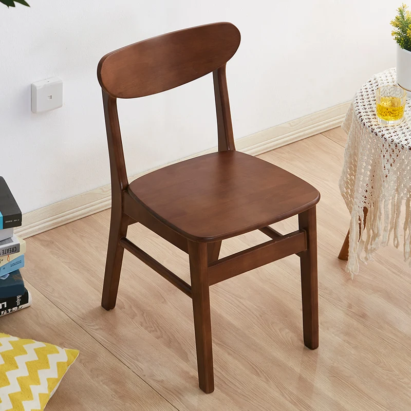 

All solid wood dining chair back chair home Nordic simple modern Japanese style log stool restaurant casual desk chair