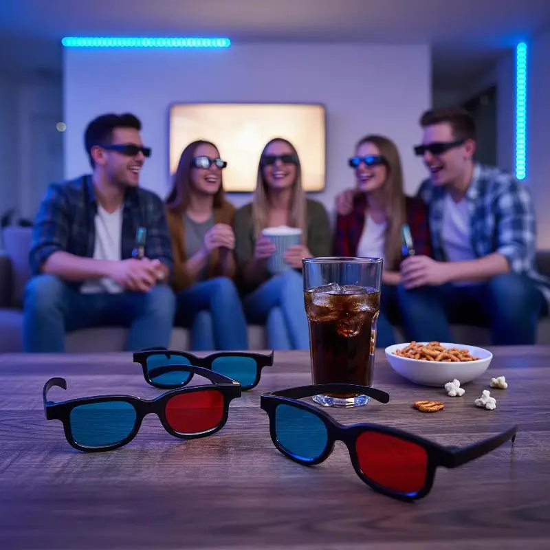 1Pcs Red Blue Anaglyph 3D Glasses Full Frame Durable PVC Universal for 3D Movie Screen Projector Home Theater Use