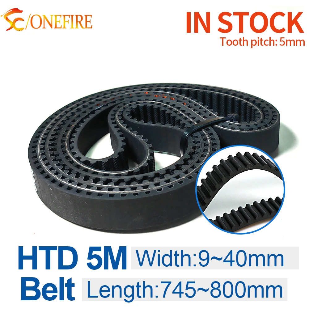 

HTD 5M Timing Belt Length 745-5M to 800-5M Width 9~40mm Pitch 5mm Rubber Transmission synchronous Pulley belt