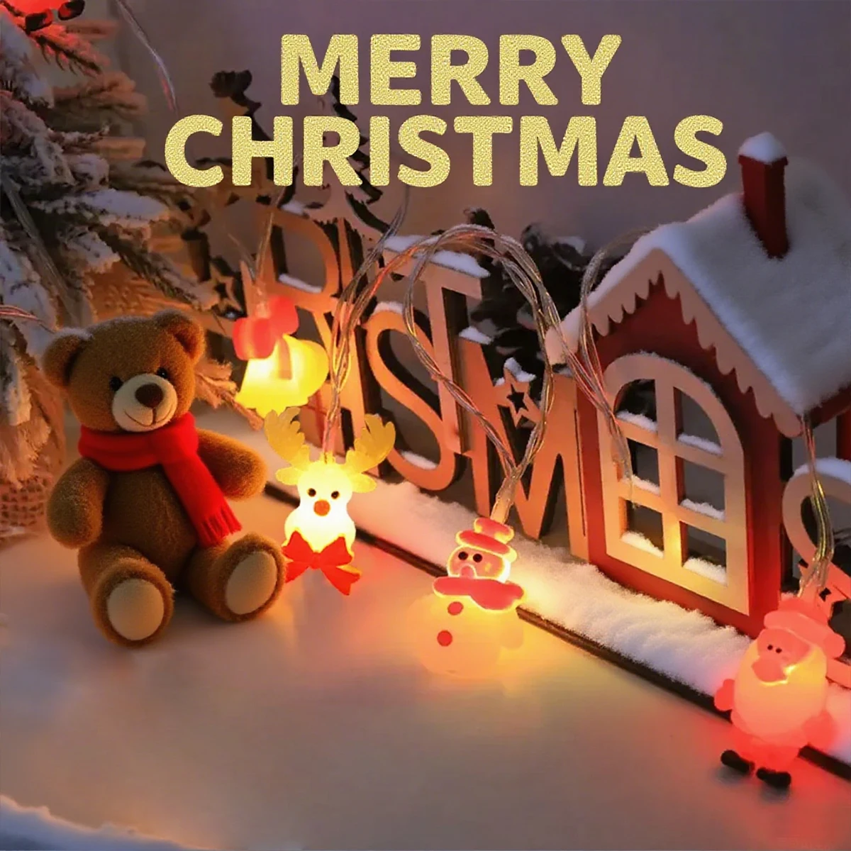 1pc Christmas Atmosphere Light String 10/20 LED Christmas Tree Hanging Lights Suitable For Home Party Holiday Indoor Decoration