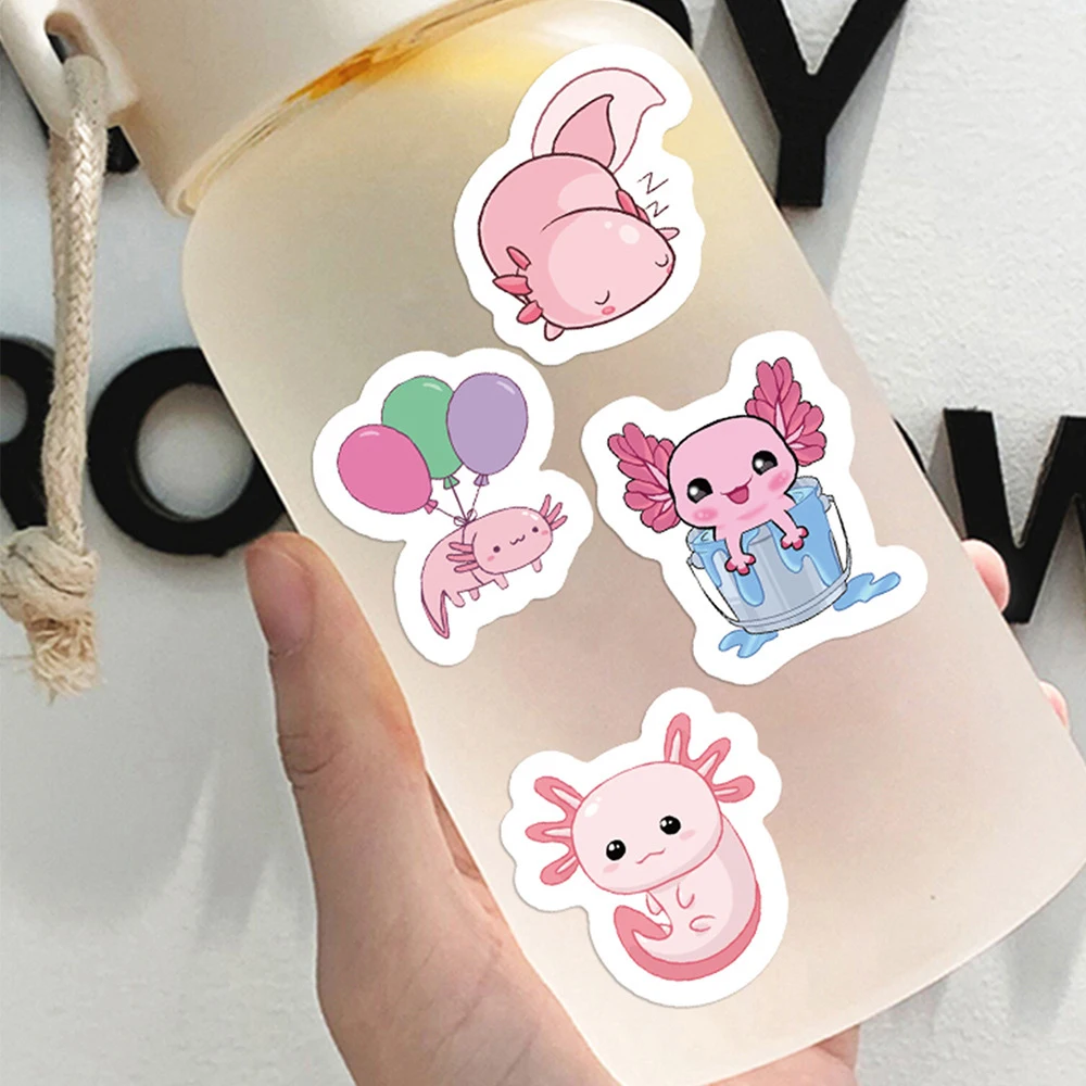 500pcs Cute Axolotl Graffiti Stickers Roll Cute Animal Cartoon Decal Kids Toy Suitcase Scrapbook Diary Phone Laptop Sticker Pack