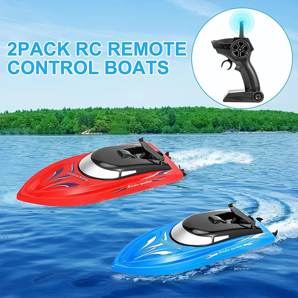 Paquete de 2 barcos con batería RH701 RC, 2,4 Ghz, 25 km/h, Barco de carreras con Control remoto de alta velocidad, barco de velocidad del agua, modelo de juguete para niños
