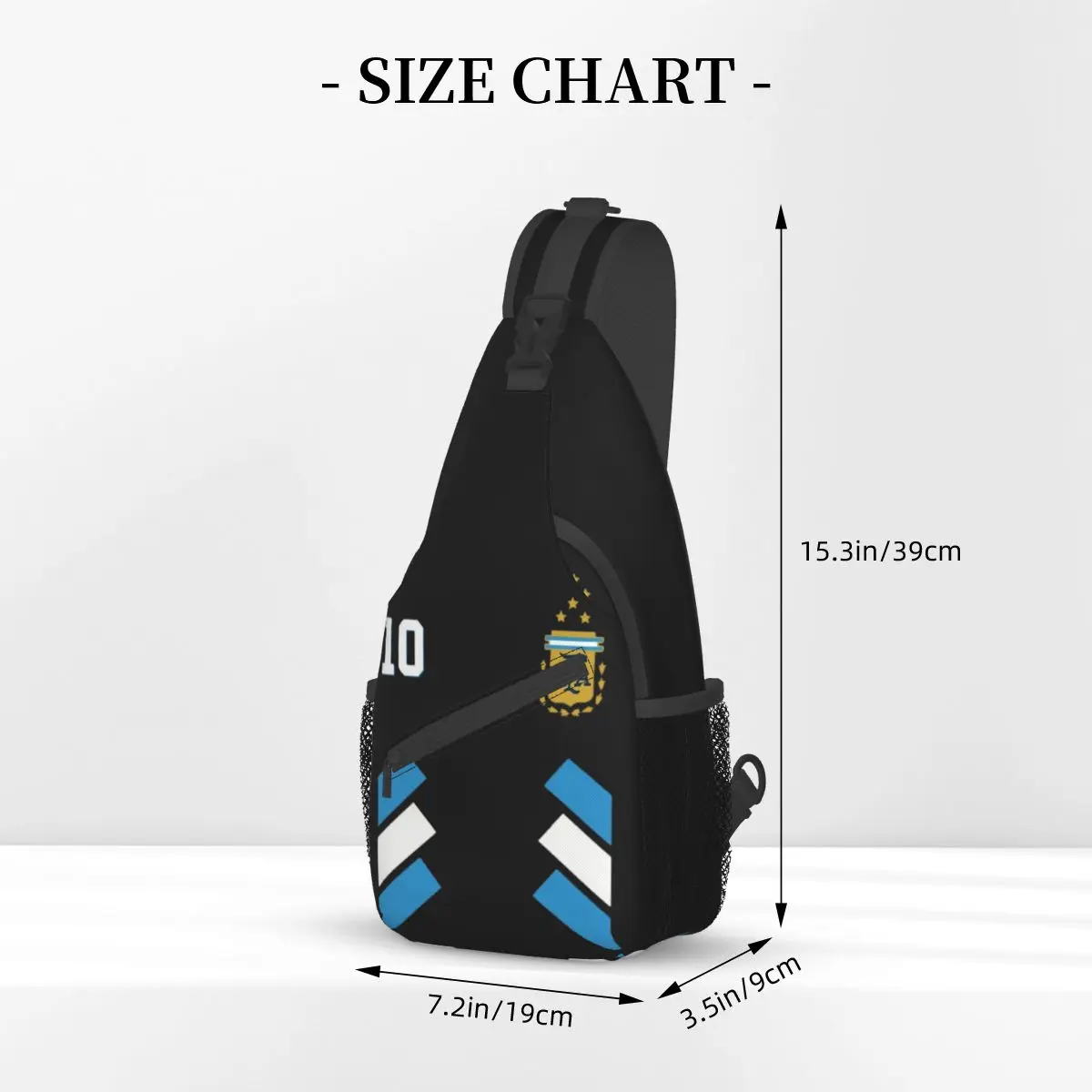 Number 10 Argentina Football Small Sling Bags Chest Crossbody Shoulder Sling Backpack Outdoor Sports Daypacks Messi Printed Bag