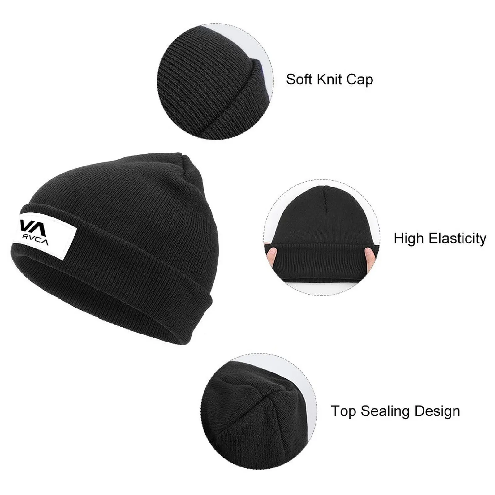 black VA RVCA logo Knitted Cap Snap Back Hat Hat Man For The Sun derby hat Women\'s Hats Men\'s