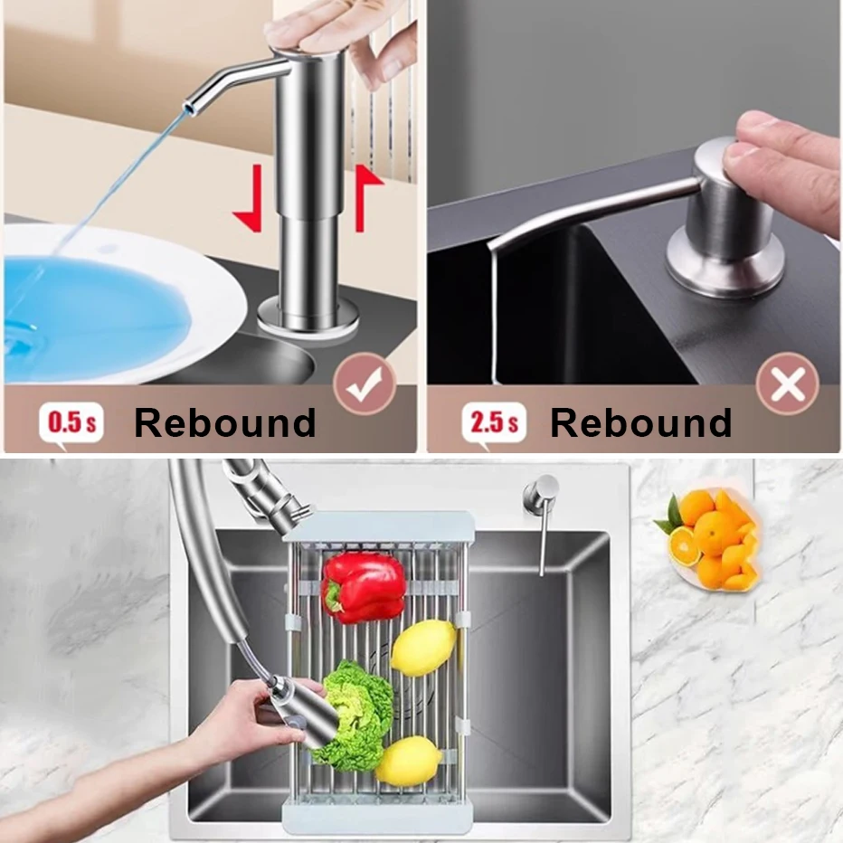 Upgraded Extended Kitchen Sink Soap Dispenser Press Tube Pump Dispenser Kitchen Sink Countertop Mounted Detergent Extension Tube