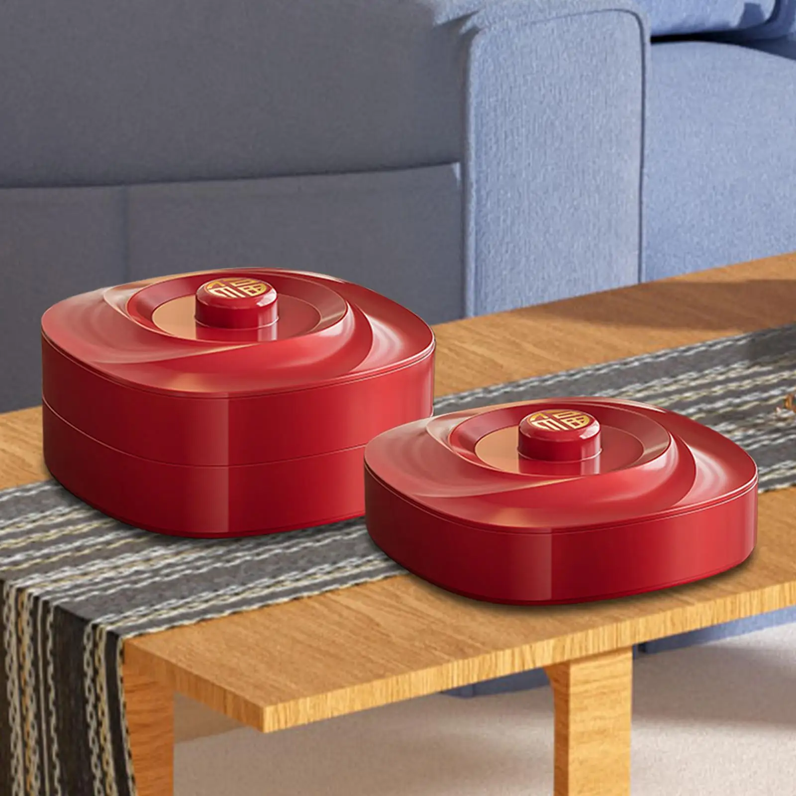 Decorative Square Serving Tray with Lid Plastic Appetizer and Snack Platter for Chinese New Year and Event Table Setup
