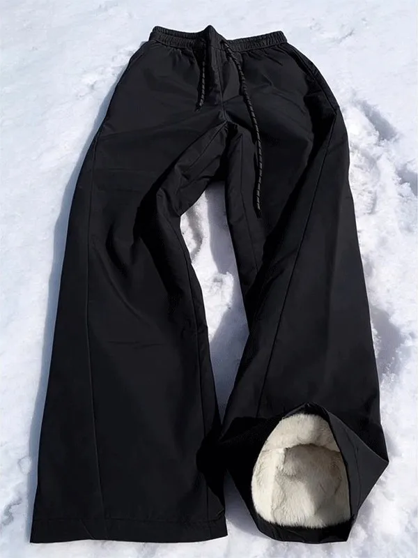 Thickened Lamb Velvet Cotton Pants for Men And Women Winter Outdoor Fleece Lined Three Anti Snowboarding Pants Extreme Cold R...