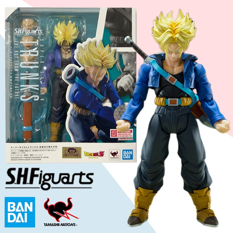 

Original Bandai Anime Action Figure Dragon Ball Z SHFiguarts Trunks Finished Model Kit Collection Toy Gift for Children Kids