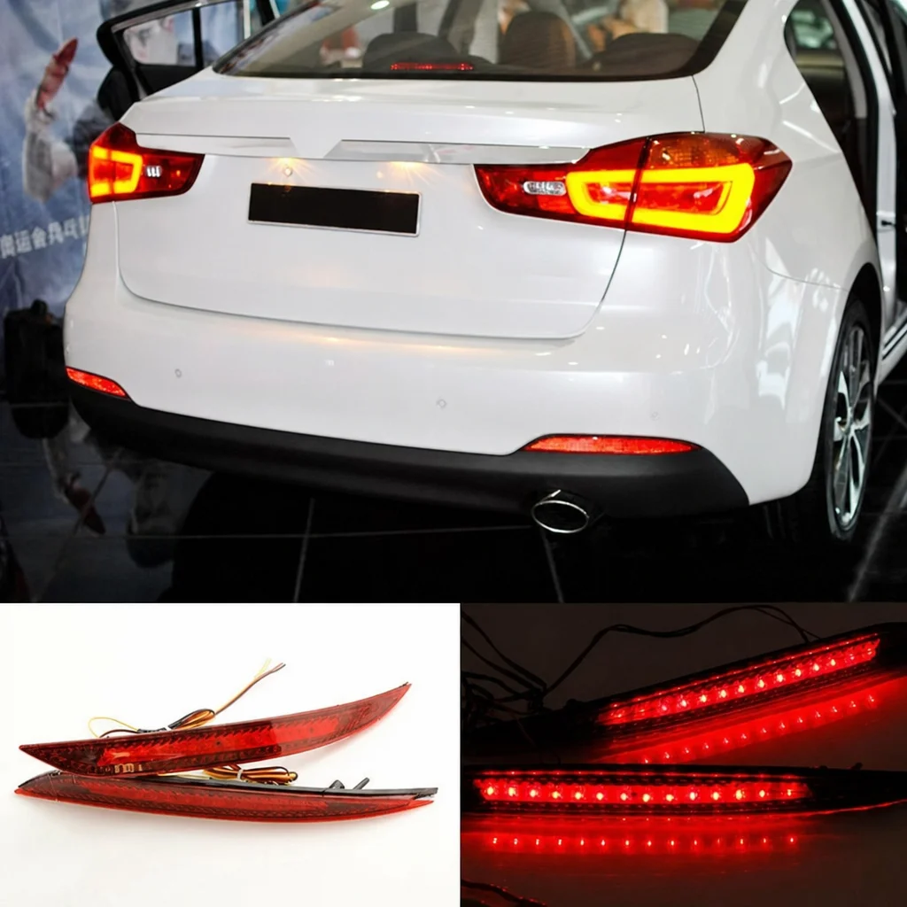 

2PCS Car Red Len Led Rear Bumper Reflector LED Brake Light Tail Fog Lamp for Kia K3 Cerato Forte 2012-2016
