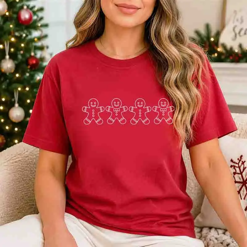 Cute Gingerbread Man Cookies Tee Kawaii Christmas Holiday Baking T-Shirt Women's Winter Festival Xmas Gift Shirt