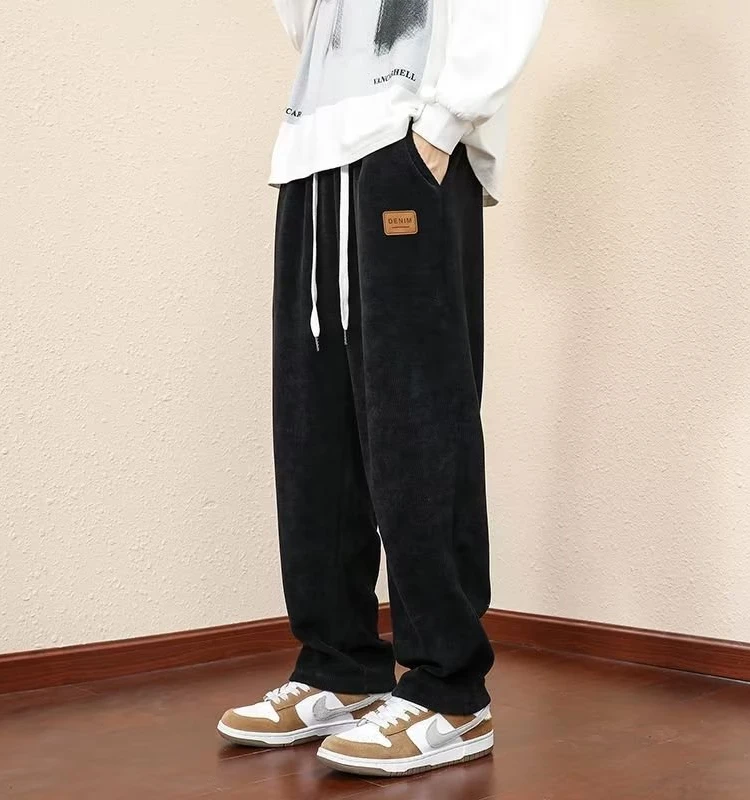 

Вельветовые мужские повседневные брюки против морщин, молодежные свободные брюки с прямыми штанинами, удобные длинные брюки Faionable Sle