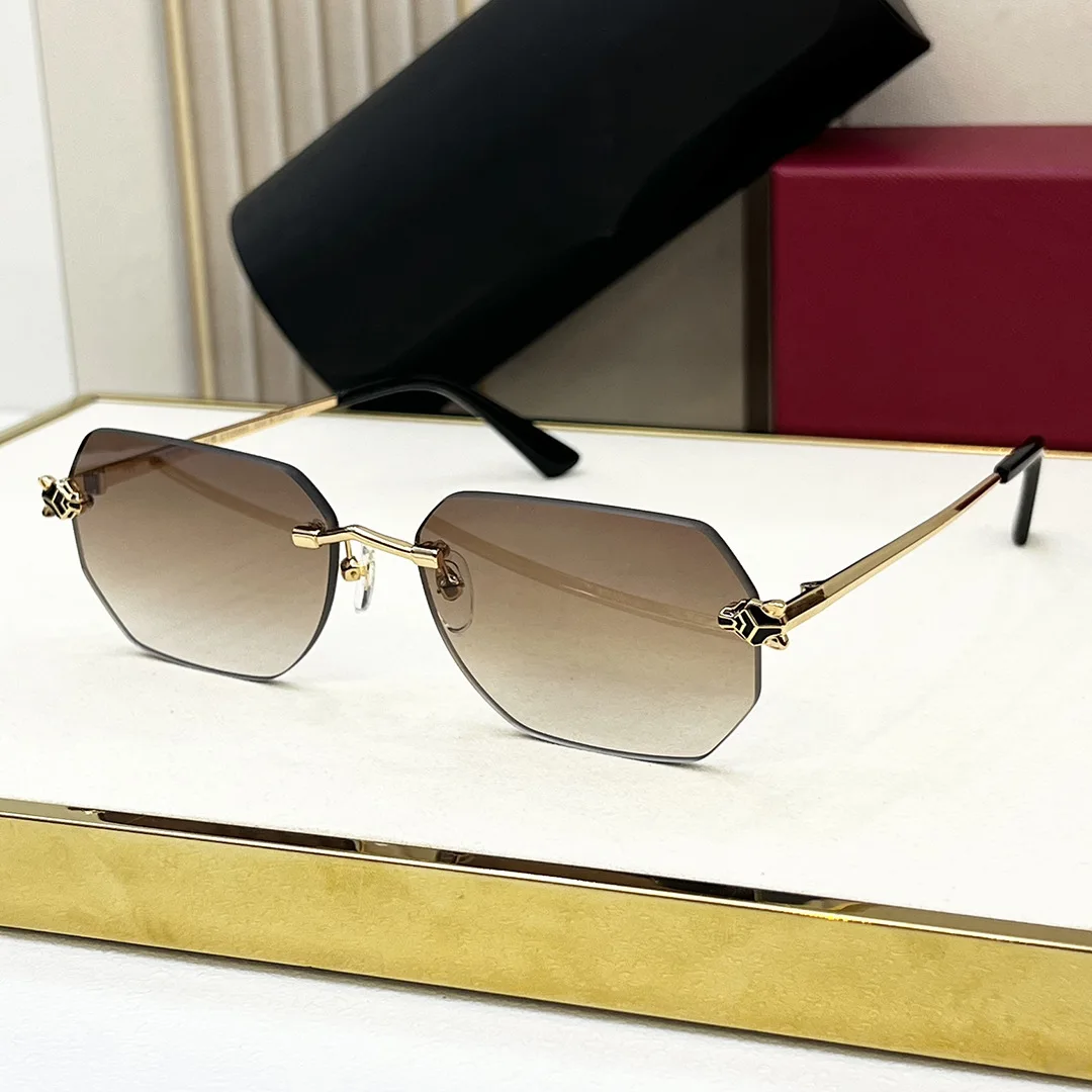 CARCT058 Top Quality Fashionable Light Luxury New Frameless Metal Resort Trendy Sunglasses for Men Women