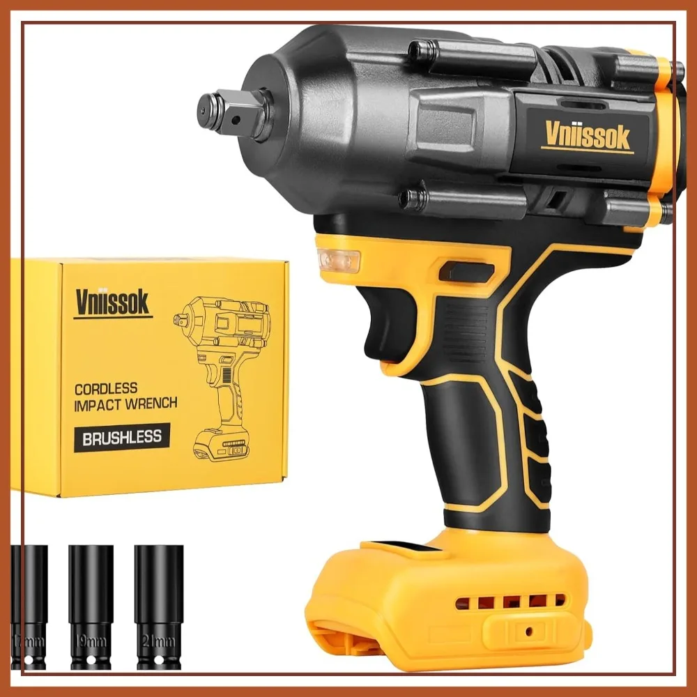 

Cordless Impact Wrench 1/2 Inch, 1200N.m Brushless Electric Impact Gun with LED Light, Variable Speed for Car Truck RV