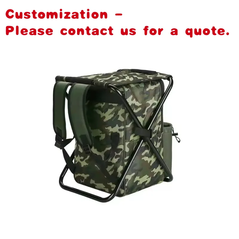 

custom.Outdoor Fishing Chair Folding Camping Stool Hiking Camouflage Portable Backpack Insulated Picnic Cooler Bag