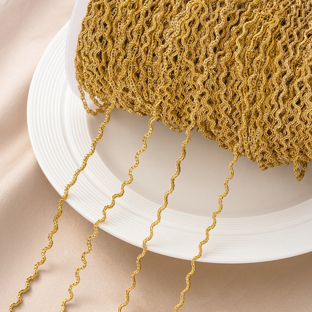 1 Meter Edelstahl Wasserwellen-Ketten für Schmuckherstellung, Halsketten für Männer und Frauen, DIY Anhänger, Armbänder, Choker – Detail 6