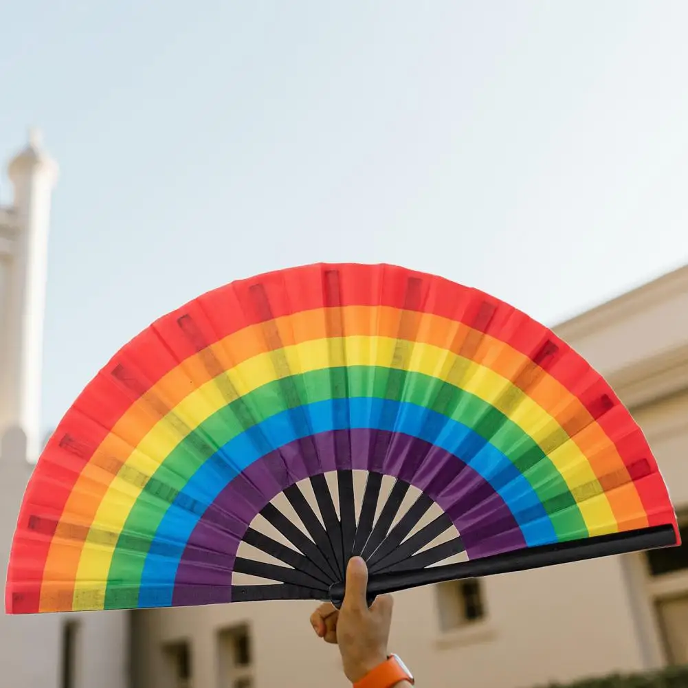 The Same Sex Party Events Rainbow Color Folding Fan LGBT Rainbow Fan Dancing Fan Portable Hand Fan Cooling Fan Festivals Fan