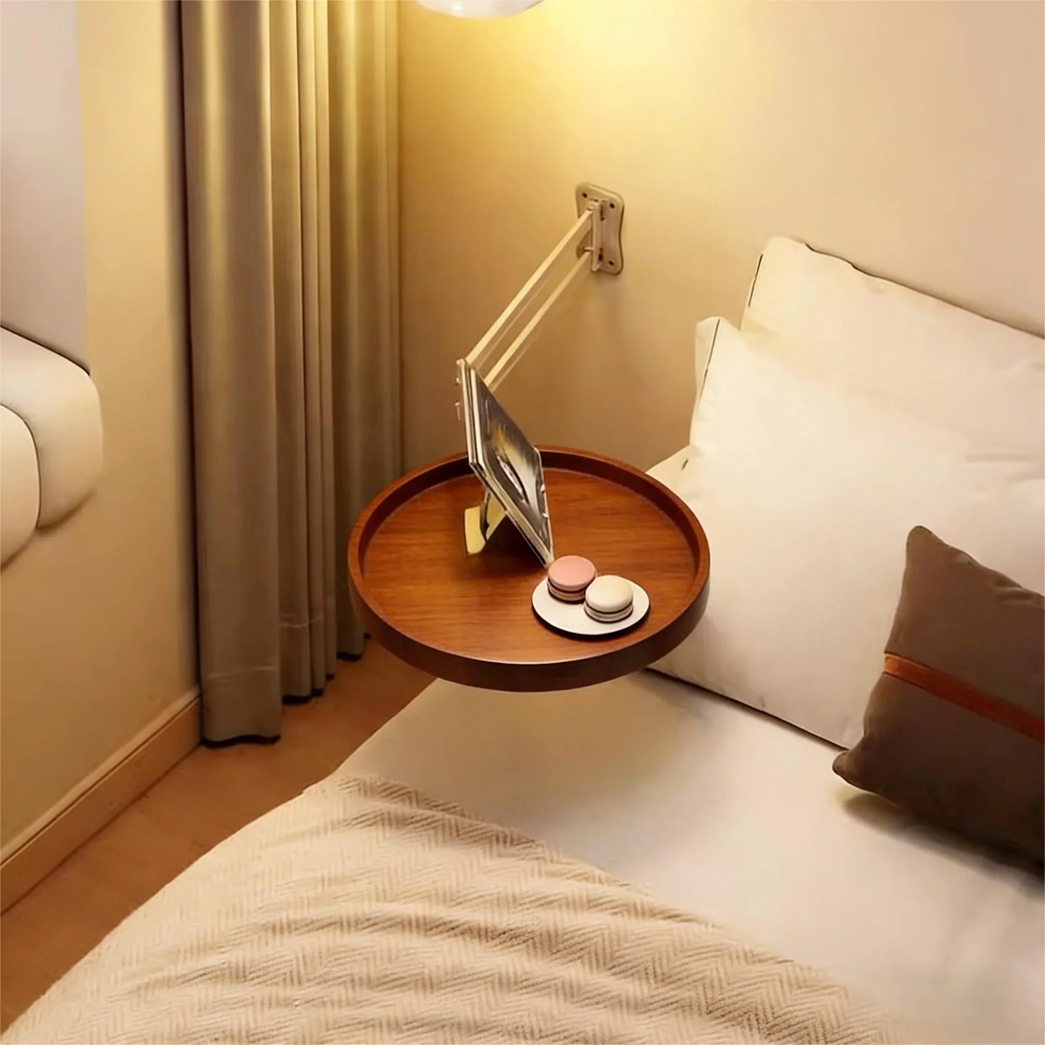 Bedside Table Replacement Household Bedroom Round Wall Shelf Rental Room Small Unit Foldable