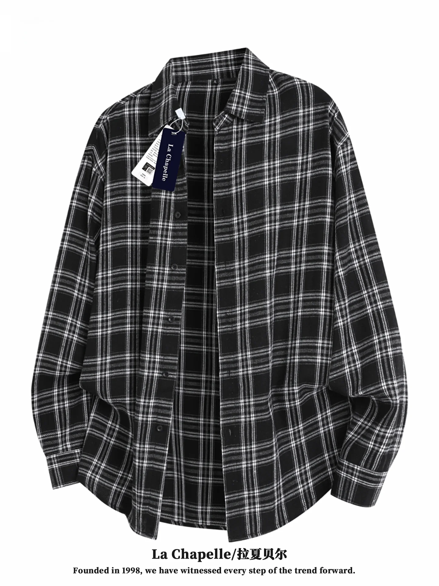 Classic Plaid Shirt Lapcha Autumn Season Men's Vintage Style Color Collision Shoulder Drop Long Sleeve Casual Fashion Outerwear