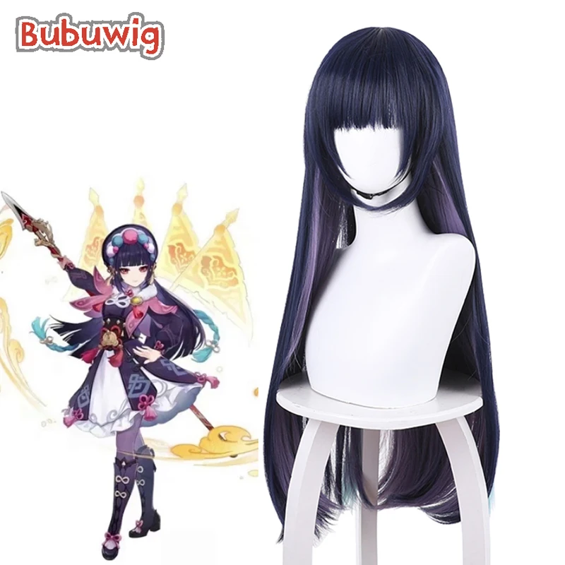 

Bubuwig Synthetic Hair Genshin Impact YunJin Cosplay Wig Women 80cm Long Straight Blue Mixed Purple Yun Jin Wigs Heat Resistant