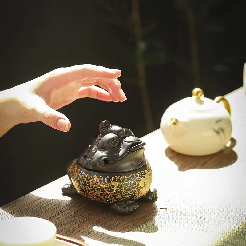 Cloisonné Golden Toad Aromatherapy Burner Creative Home Decor Incense Ceremony Piece Dropshipping