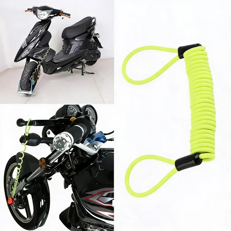 1.2M Yellow Disc Lock Cable Spring Anti-Theft Alarm Security Reminder Rope Disc Lock for Motorcycle
