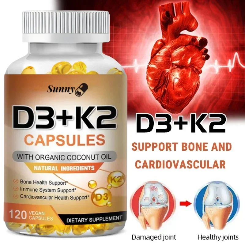 Vitamin K2 (MK7) with D3-5000 IU Supplement-120 Capsules, Immune Support Health, Bone Health, Cardiovascular Health Support