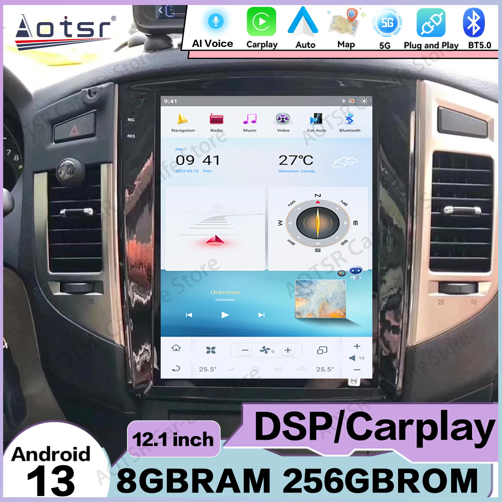 For Mitsubishi Pajero V97 V93 Shogun Montero 2006~2021 AI voice control Screen Android13 Radio Receiver GPS Navigation Head Unit