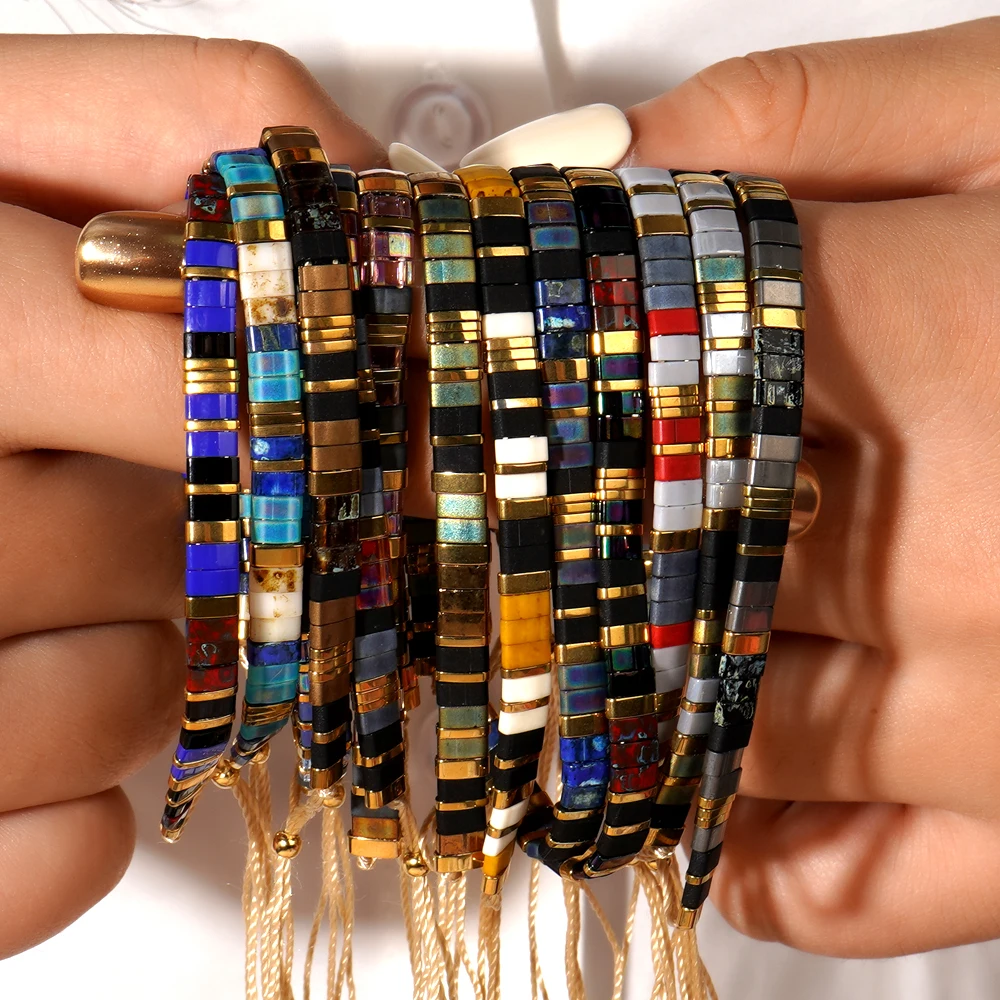 Go2boho New Bohemian Tila Beads Bracelet Handmade Colorful Beads Woven Adjustable Hot Jewelry Christmas Gifts For Friend