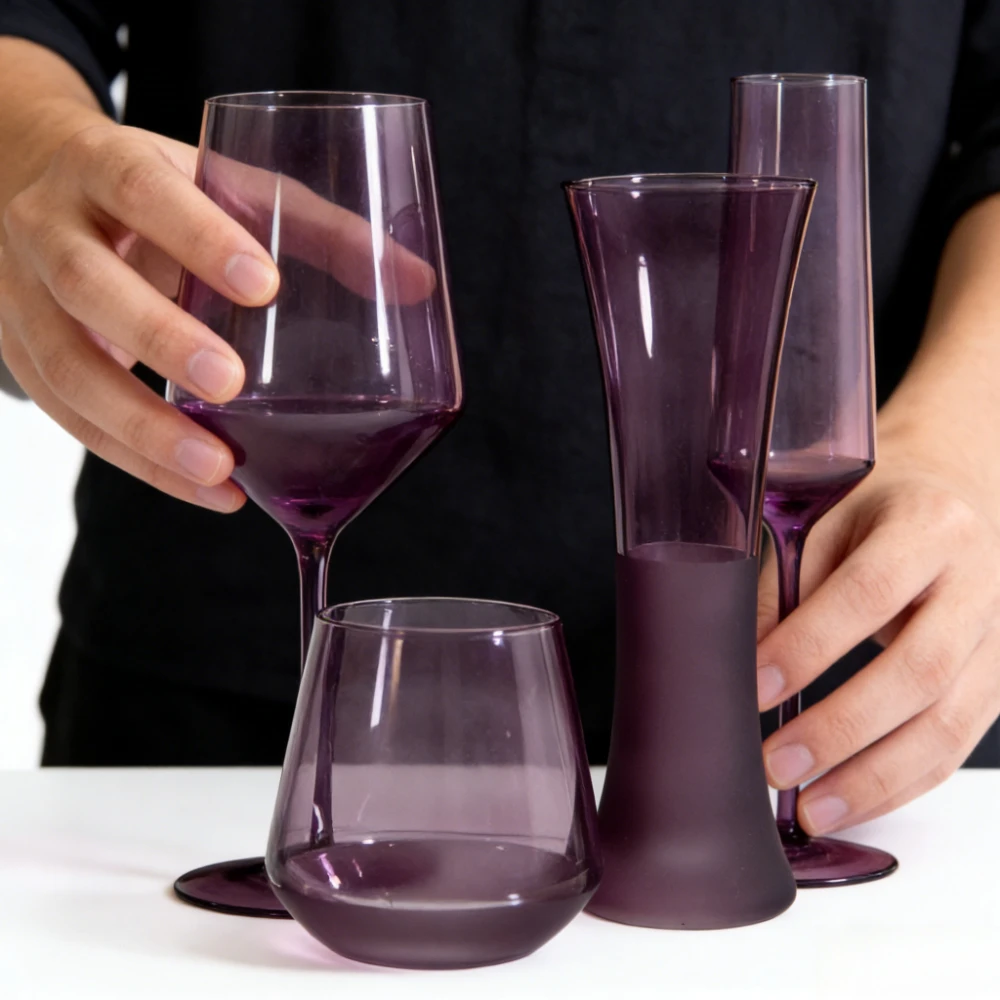 High-quality Appearance Level Exquisite Purple High-end Crystal Red Wine Cup, Luxury Wine Set, Stylish and Simple Tall Glass