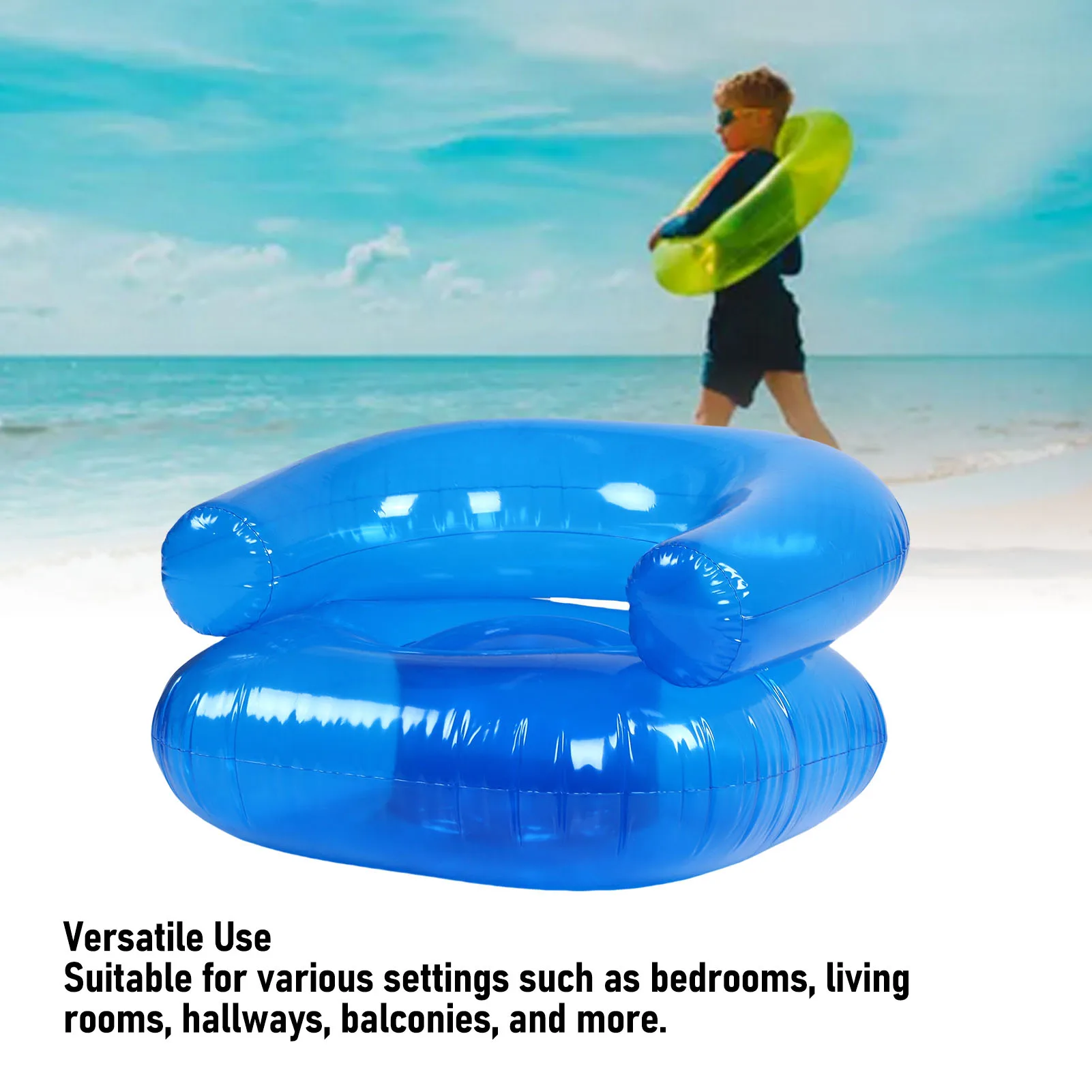 PVC Blow Up Sofa Inflatable Lounge Chair Transparent PVC Soft Comfortable Blow Up Couch for Bedroom Living Room Hallway Balcony