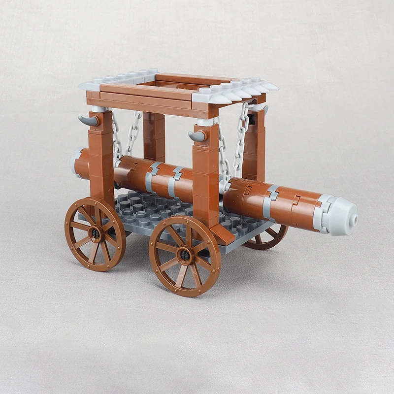 MOC-solddado romano de guerras antiguas, carrito de madera con puerta rota, Kit de bloques de construcción de vehículos, Castillo, ataque, coche, juguetes Idea de ladrillo, regalo, 1 Uds.