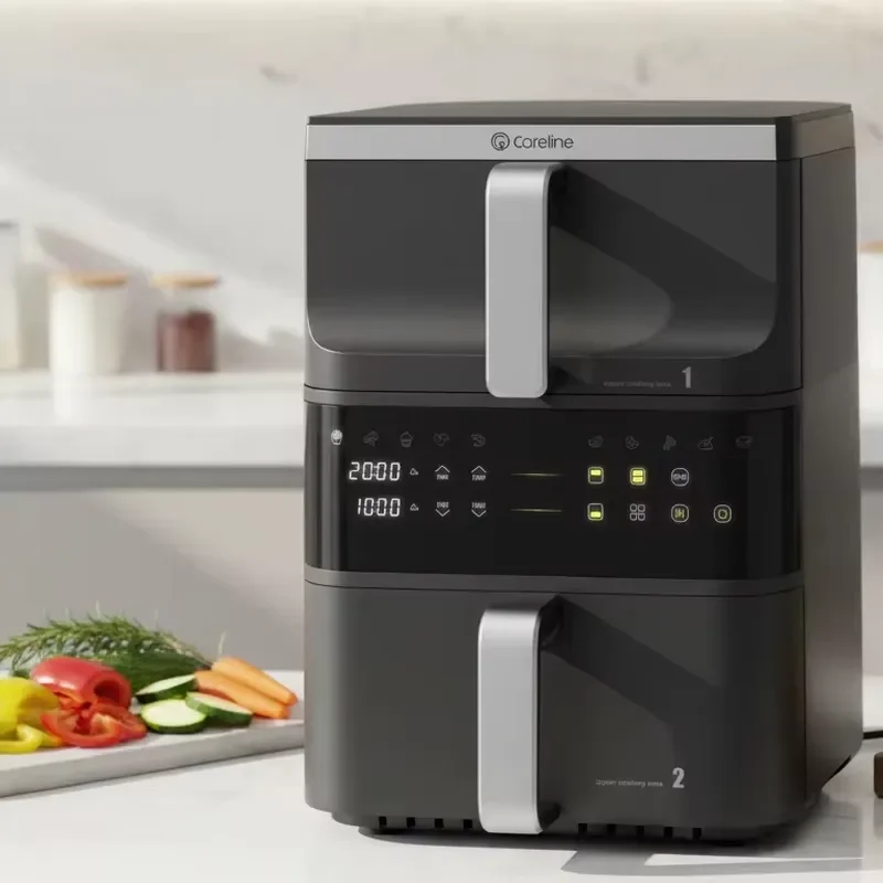 For 11L Dual Basket Air Fryer Lower 3.5 Plus 6.5L Digital Color Touch Screen Smart Double Decker Stack Grade Oil