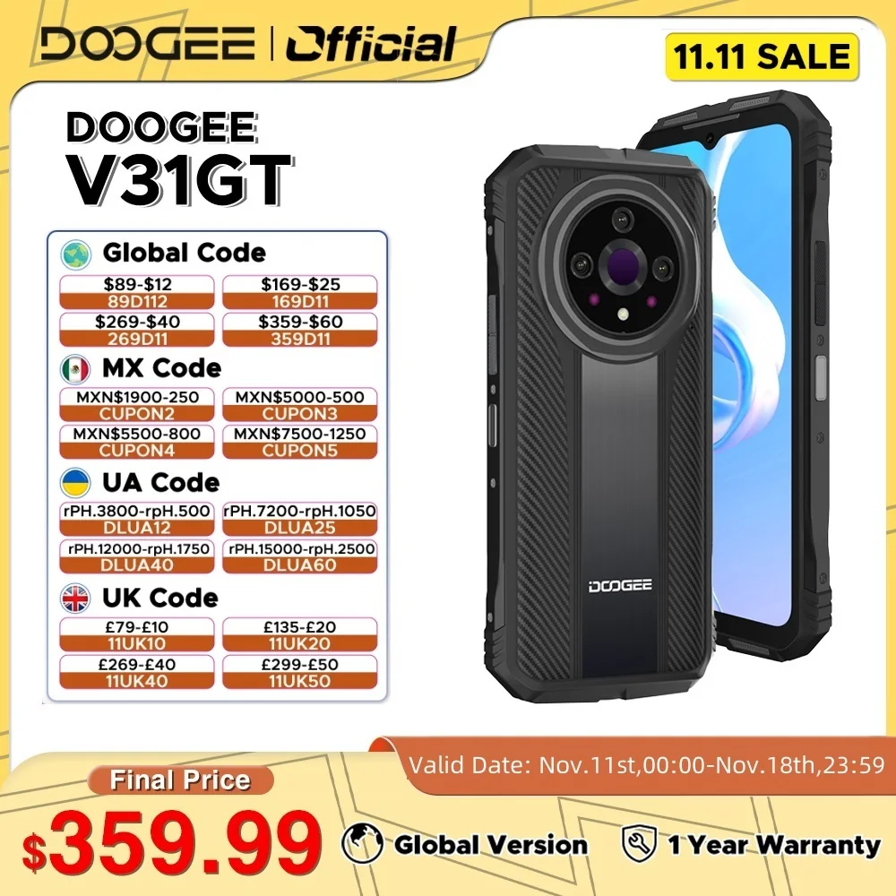 Global Version DOOGEE V31GT Rugged Phone 5G 6.58