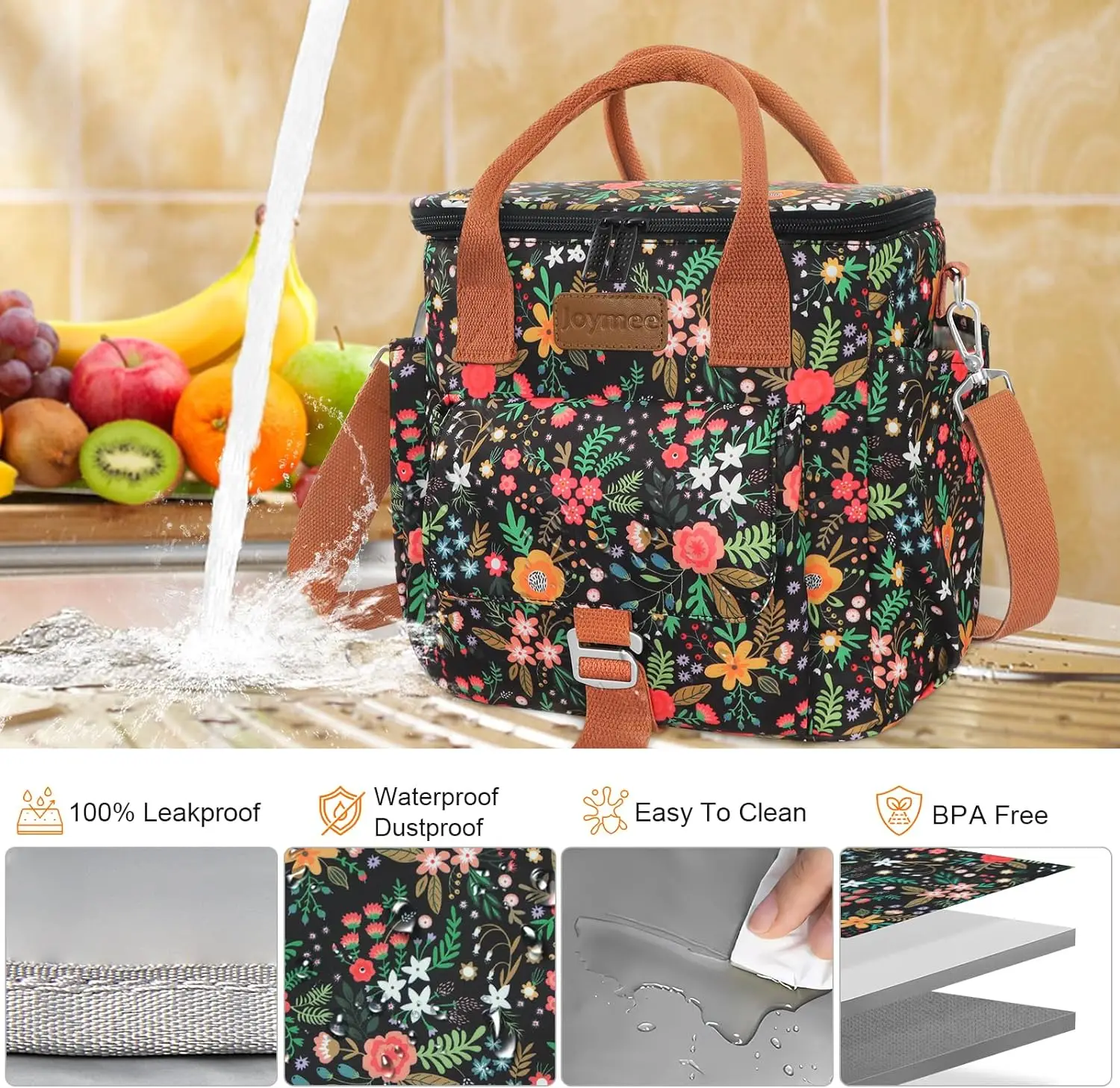 Large Insulated Lunch Bag for Women Adults, Reusable Waterproof Lunch Box for Work Picnic Camping, Small Lunch Cooler Leakproof