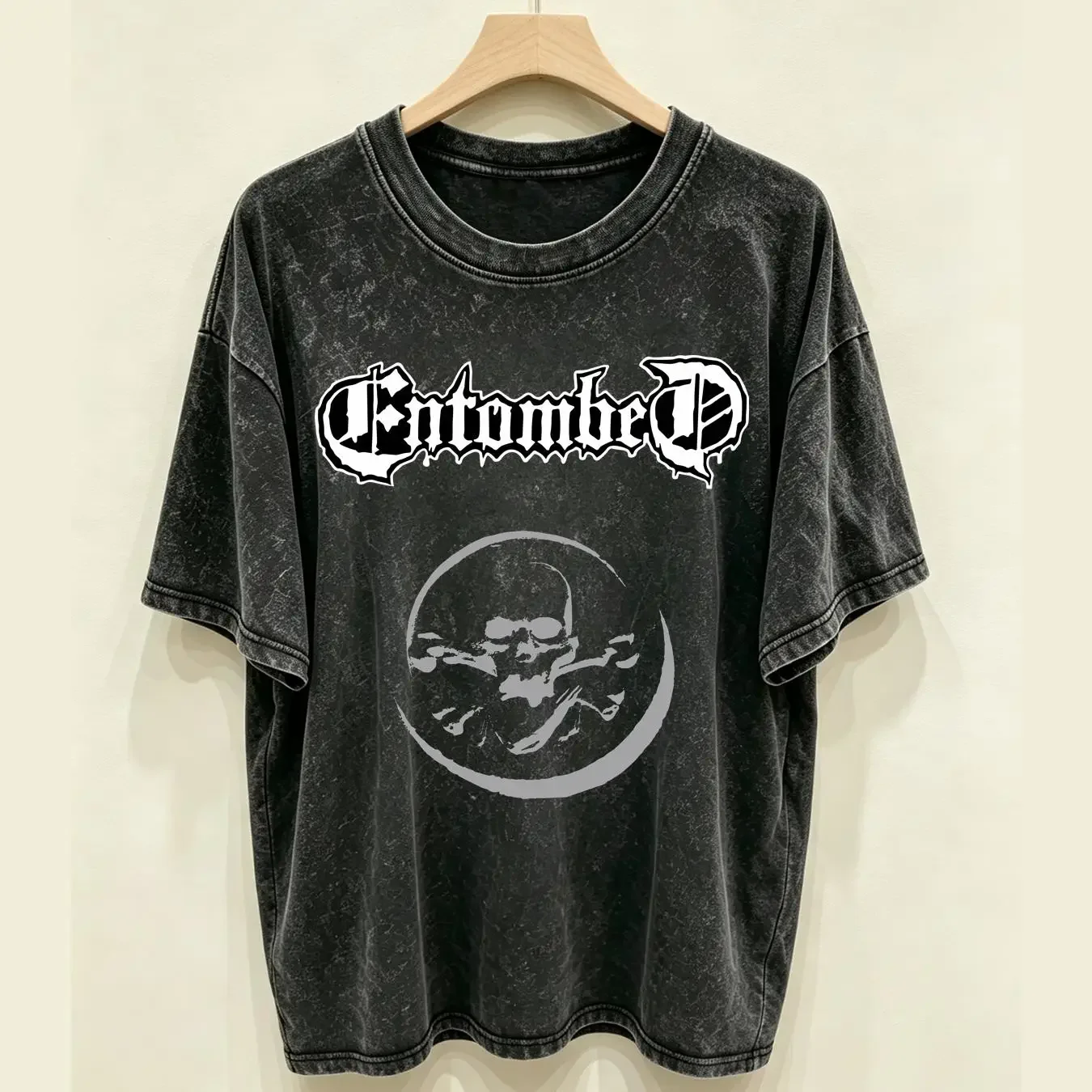 washed T Shirt Entombed Stranger Aeons Death Metal Black long or short sleeves vintage Washed Breathable Versatile fashion