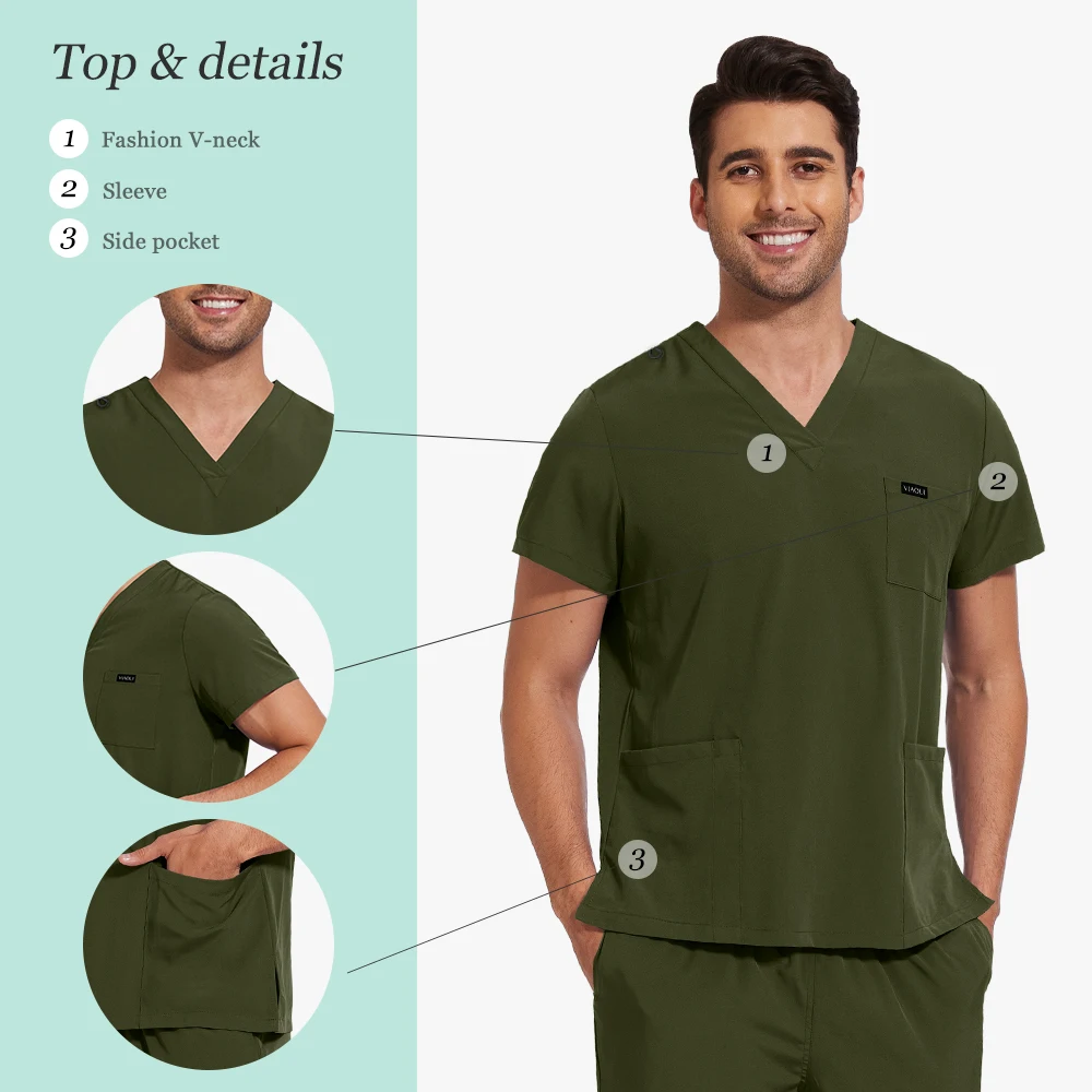 ナーススクラブセット獣医制服ペットクリニック歯科化粧品作業服ホテルクリーニングユニフォーム速乾性弾性スクラブユニセックス