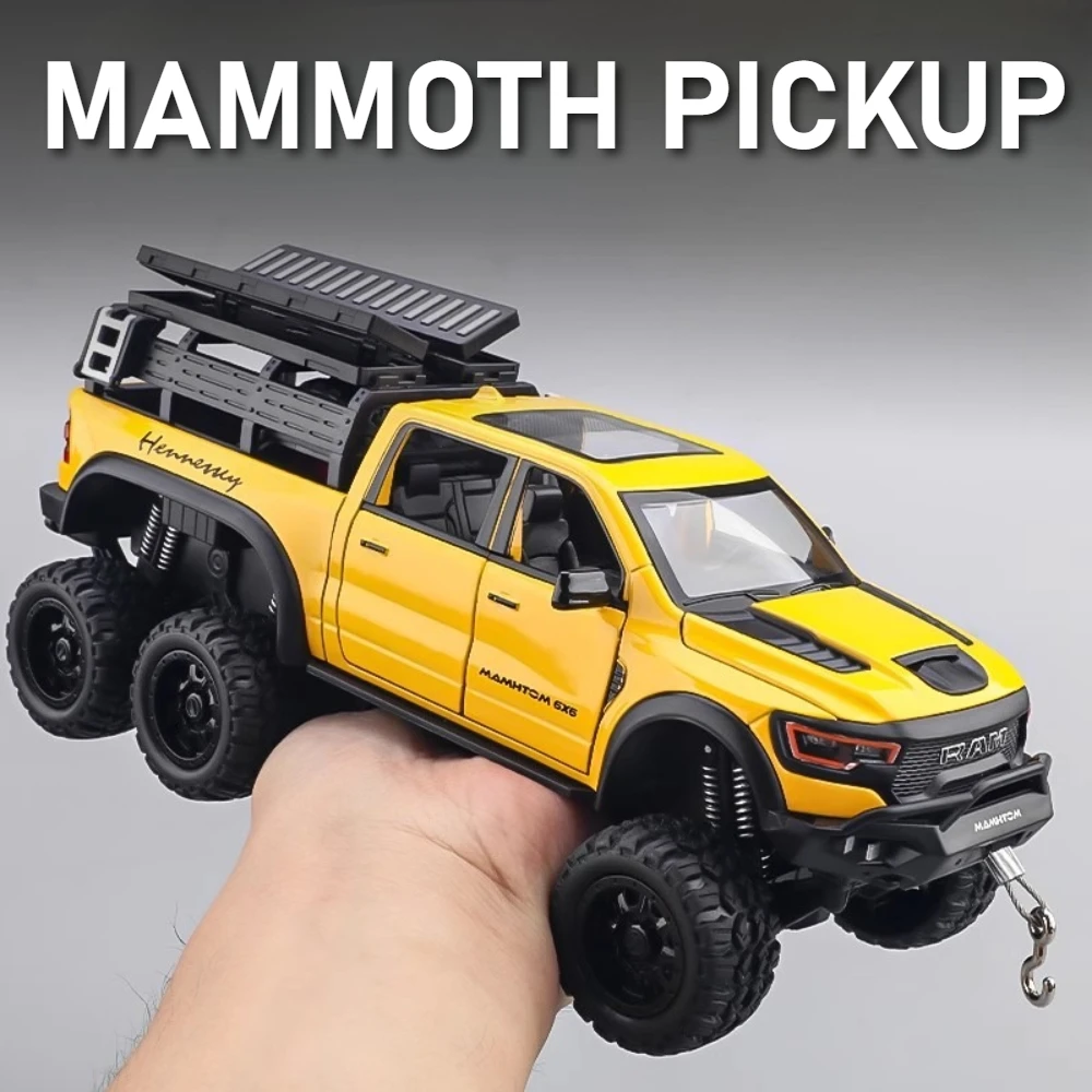 

1:24 Scale RAM MAMMOTH GWM POER SUV Model Car Toy Alloy Diecast Shock Absorption Off-road Vehicle Miniature Presents for Kids