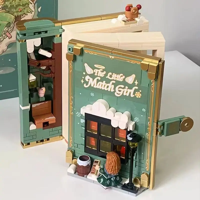 Fairy Tale Series Building Block Book Alice Cinderella Little Match Girl Assembling Toy Model Ornaments Festival Gift view 5