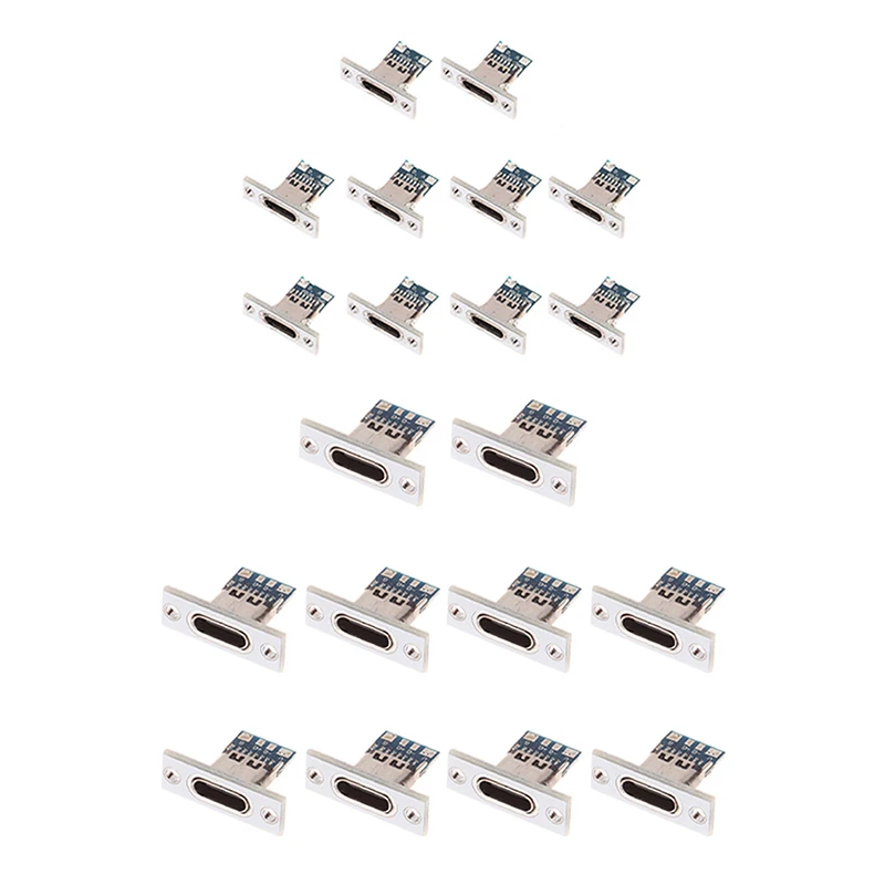 

10pcs USB 3.1 Type C Socket Fixing Plate Type-C USB Jack 3.1 Type-C 2Pin 4Pin Female Connector Jack Charging Port